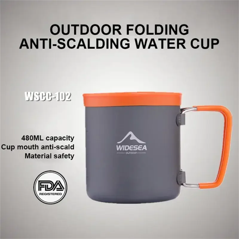 

Widesea 480ml Camping Aluminum Cup Outdoor Mug Tourism Tableware Picnic Cooking Equipment Tourist Coffee Drink Trekking Hiking