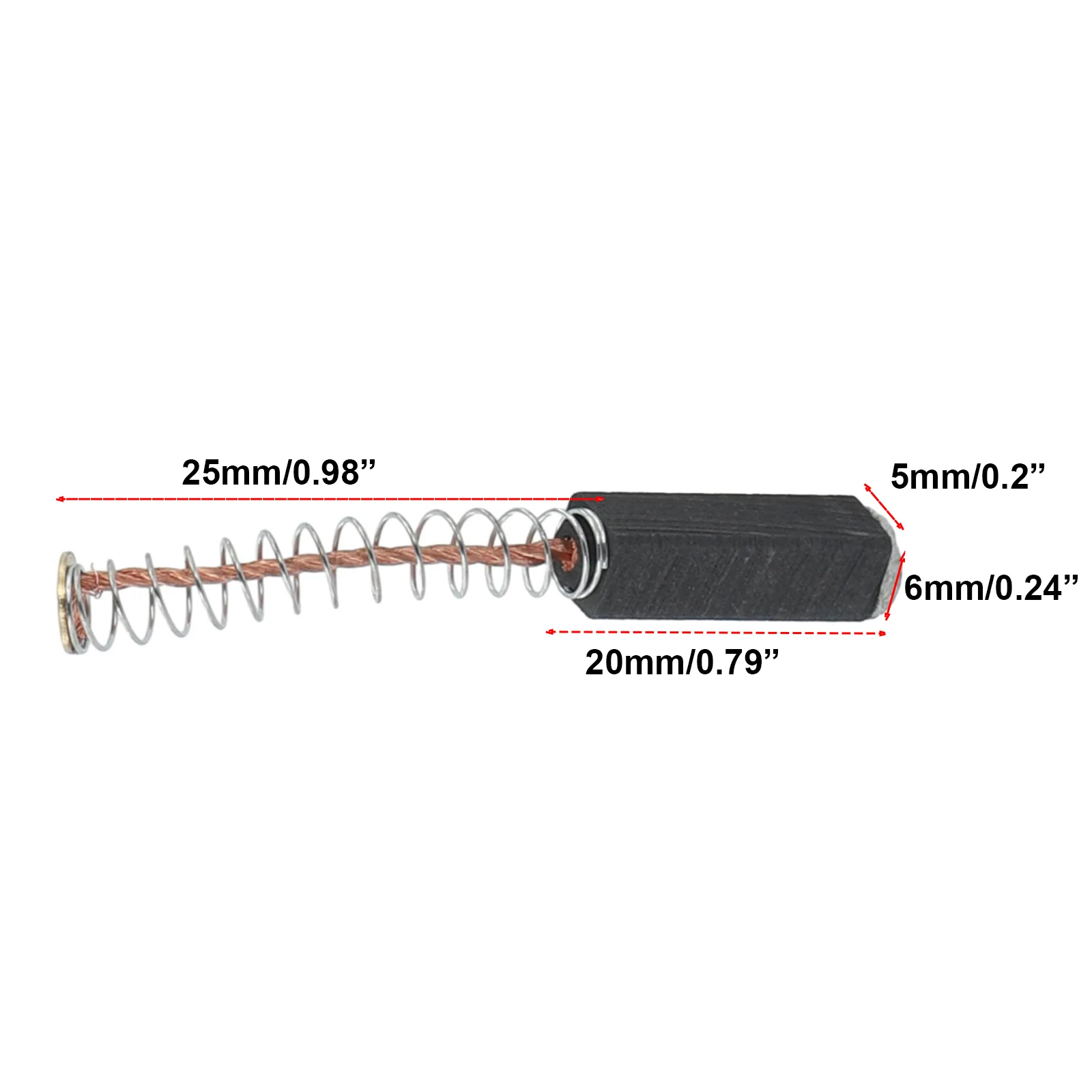 Brand New Carbon Brushes Electric Motors 20mmx6mmx5mm 2pcs Accessories Carbon + Metal Replacement Wide Variety Use