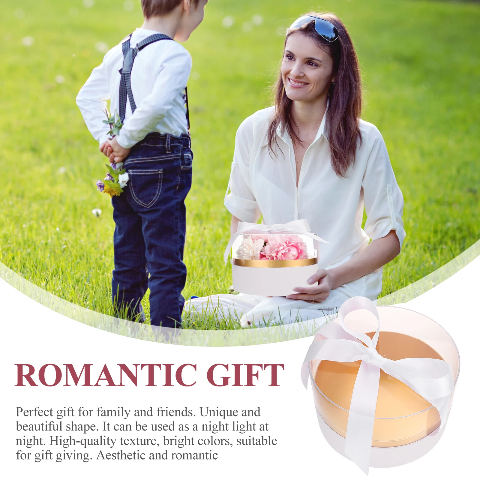 

Elegant Acrylic Flower Gift Transparent Lid Durable Packaging Box For Flowers Arrangements Wedding Supplies Preserved Rose Box