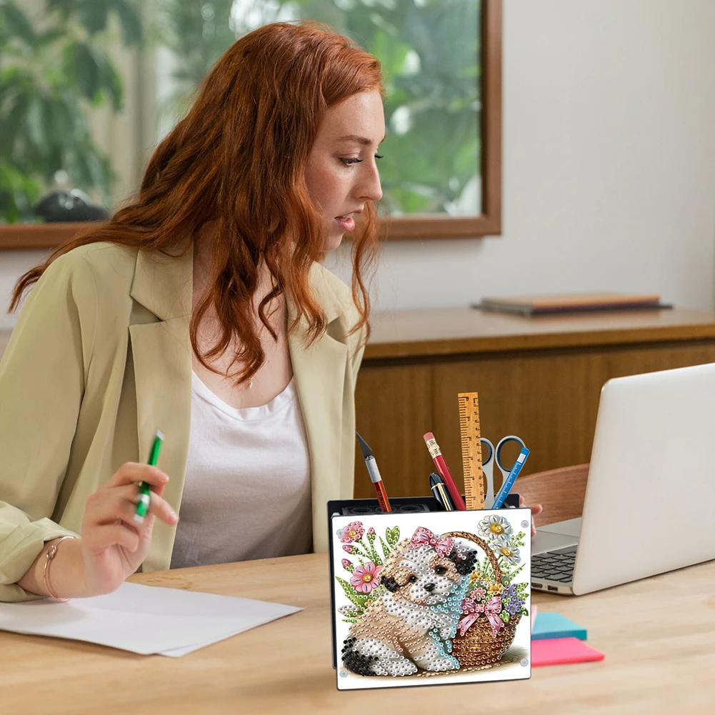 Acrylic Special Shaped Diamond Painting Pencil Holder DIY Diamond Painting Pen Holder Kit Diamond Art Pencil Holder for Aldults