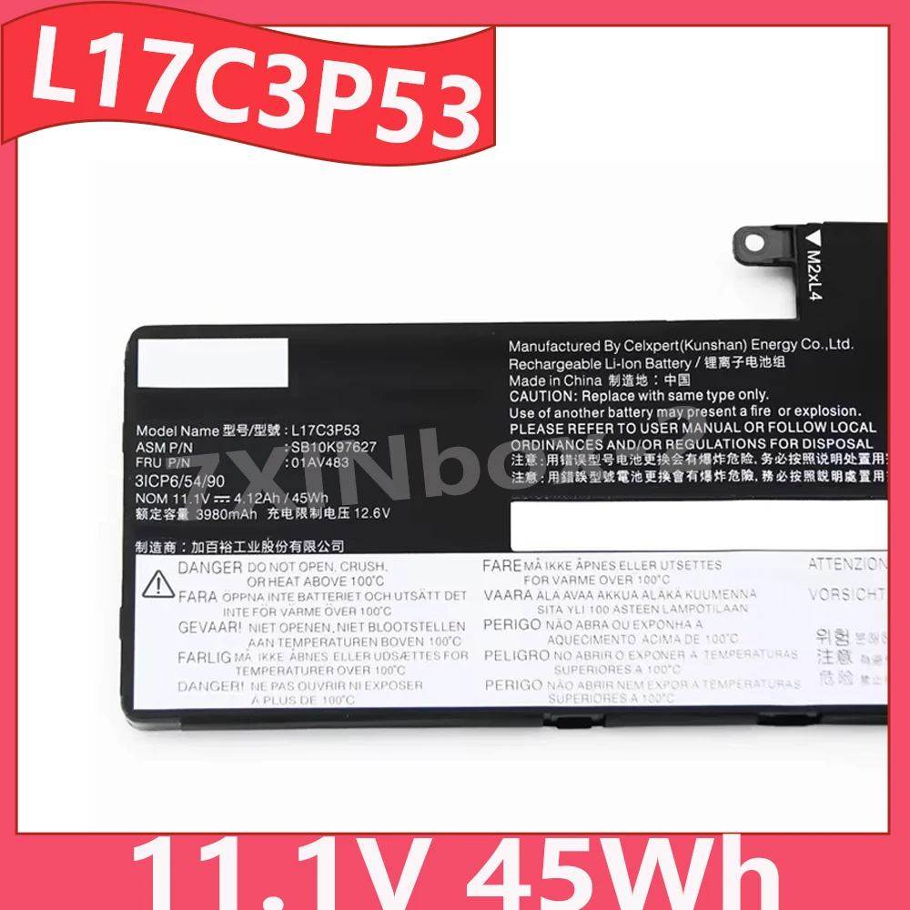 L17C3P53 L17L3P53 11.1V 45Wh Laptop Battery for Lenovo ThinkPad S2 Yoga L380 L390 L17M3P55