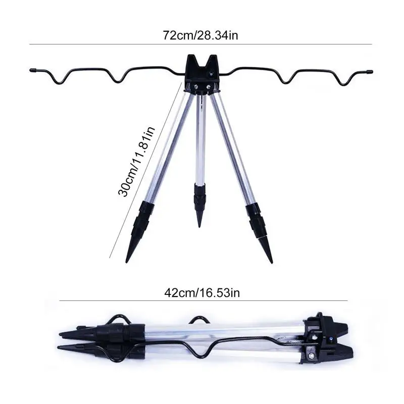 Fishing Rod Holder Collapsible Tripod Stand Sea Fishing Pole Bracket Aluminum Alloy Telescopic 4 Groove Fishing Rods Holder