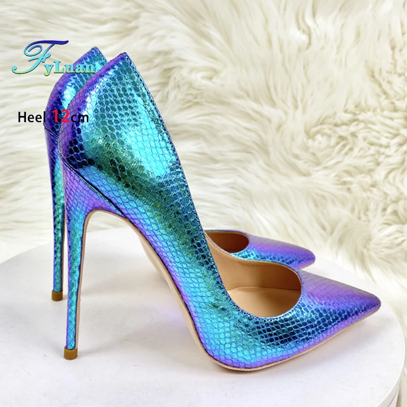 Eleganckie damskie czółenka w kolorze marzeń, płytkie, holograficzne szpilki, pojedyncze buty, damskie buty na wieczorne przyjęcie, wysokie obcasy 8 cm, 10 cm, 12 cm