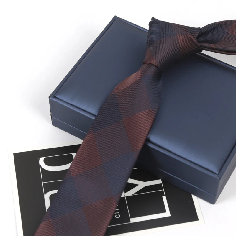 Herren Mode Lässige Schmale 6CM Krawatte Polyester-Krawatten für Männer Karierte Einfarbige Jacquard-Krawatte Business Hochzeit Party Accessoires – Detail 5