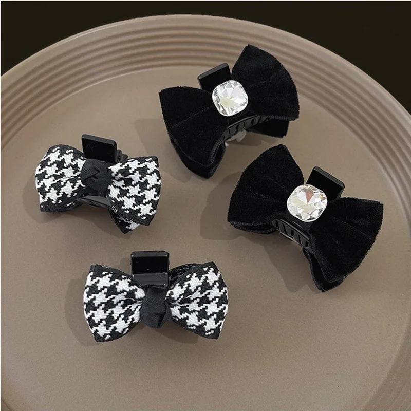 2PCS/Set Bow Small Hair Claws Clips Women Girls Black Ribbon Bowknot Crab Clamps Hair Barrettes Hairpins Sweet Hair Accessories