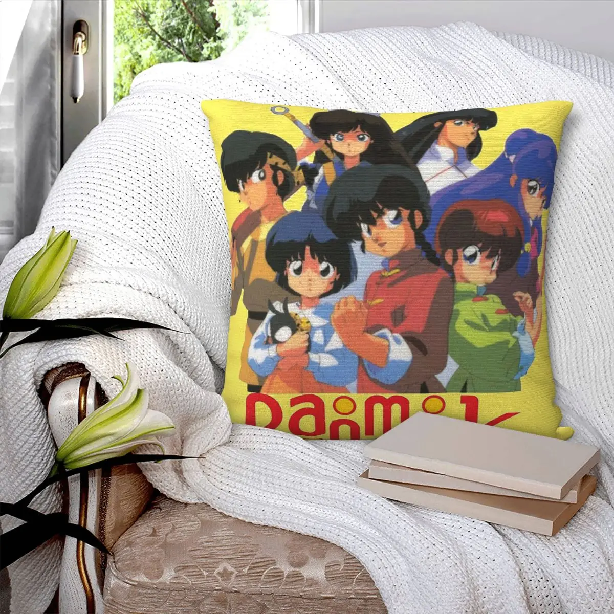 Ranma 1/2Saotome Pig Girls Square Pillowcase Pillow Cover Polyester Cushion Zip Decorative Comfort Throw Pillow for Home Sofa