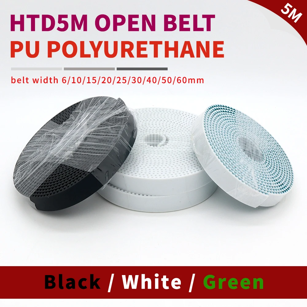 PU HTD 5M Open Belt HTD5M Belts HTD 5M Synchronous Belt 15mm 20mm 25mm 30mm 5M Polyurethane Steel Belt For CNC HTD5M Timing Belt