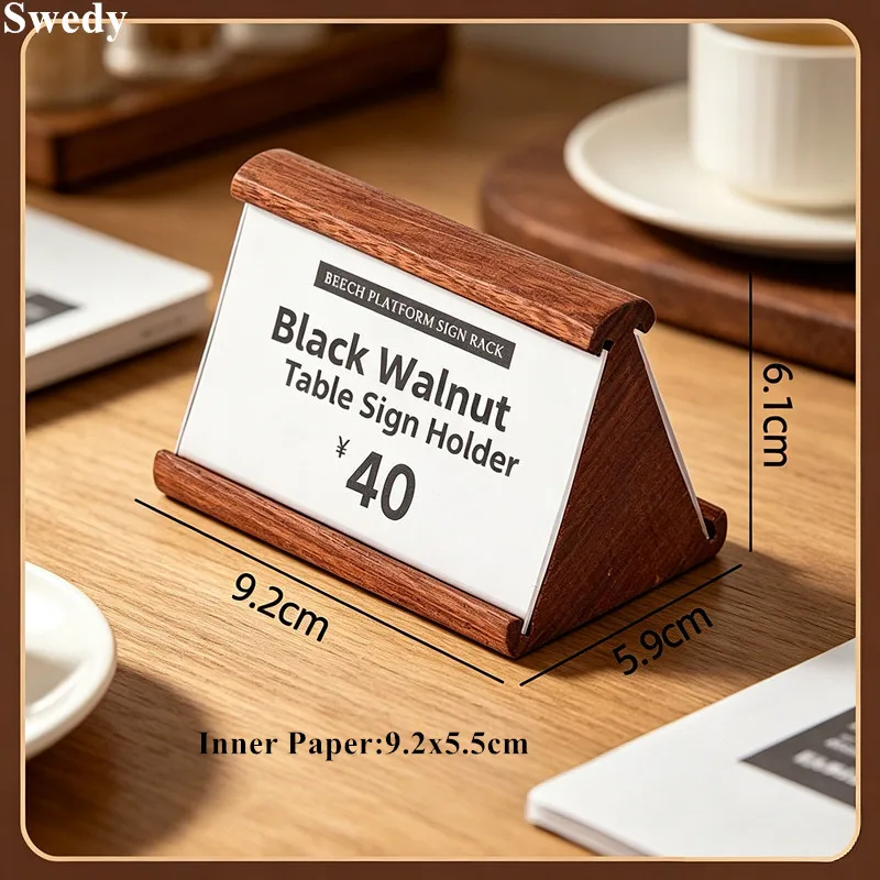 5 Pieces  Double Side Wooden Place Card Holder Acrylic Table Number Stand Wedding Party Banquet Name Tag Menu Display Rack