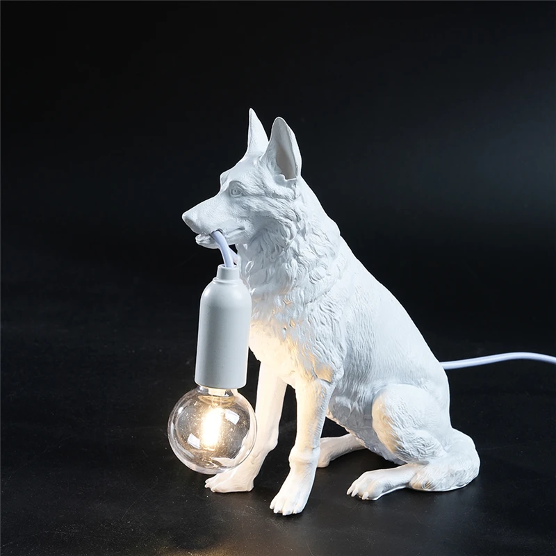 German Shepherd Floor Lamps Nordic Creative Resin Lamp USB Animal Decoration Small Dog Table Light Study Children Room Art Decor