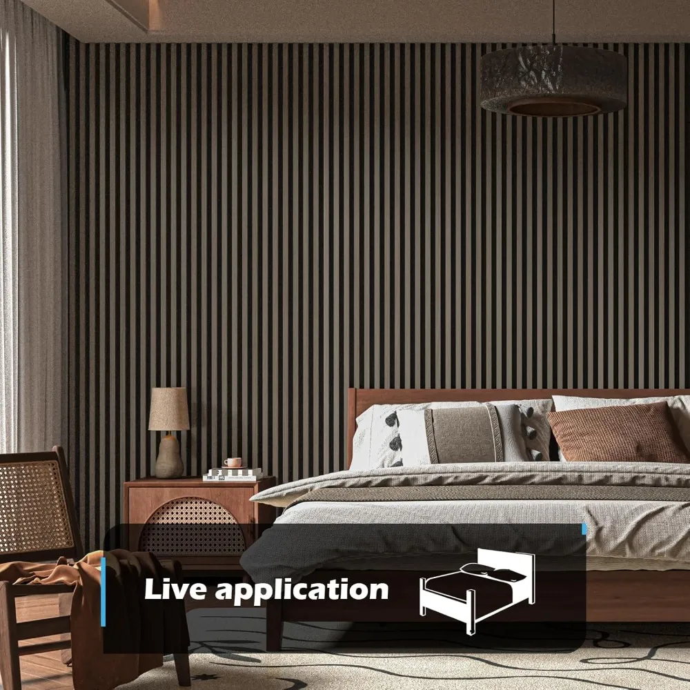 عبوة من ألواح خشبية صوتية مقاس 108 × 12 للجدار، لوحة خشبية عازلة للصوت للجدار والسقف، ممتصة للصوت ثلاثية الأبعاد