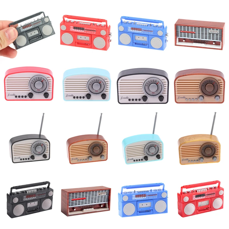 1PC Miniature Retro Radio Scale Model Ornaments Dollhouse Mini Radio Simulation Models Home Desktop Decor Crafts