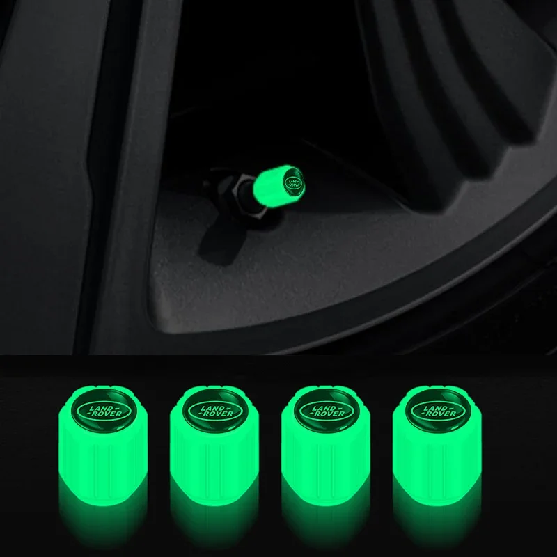 4PCS Car Tyre Valve Stem Luminous Caps Fluorescent Decor For Land Rover Range Rover Velar Sport Discovery 2 3 4 Defender