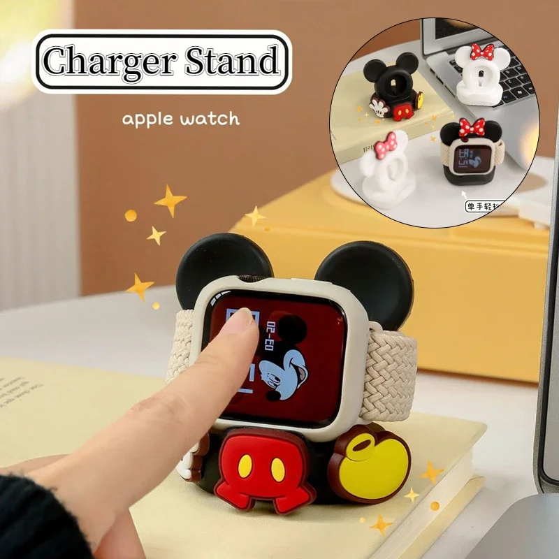 Disney Mickey Minnie Charge Stand Holder For Apple Watch 8 7 6 5 Se Charging Dock Charging Cable For iWatch 44 40 45 41 42 38mm