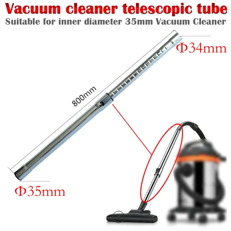ABKO-3X tubo telescópico de metal tubo de extensão reto para todos os tipos de peças de aspirador de pó não filtro de escova 35mm