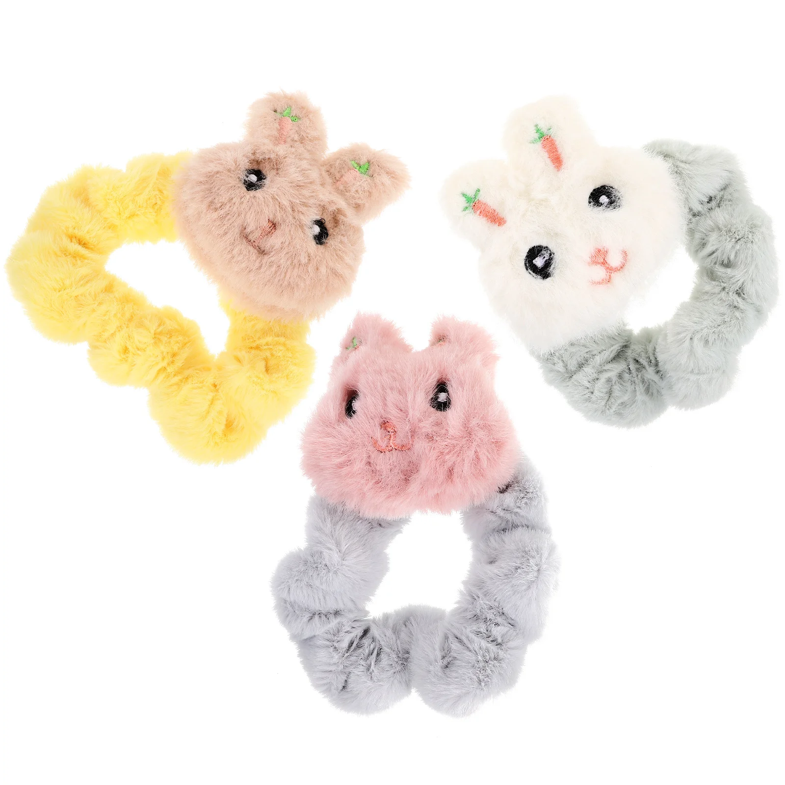 

3 Pcs Hair Ring Bunny Scrunchies Girls Accessories Elastic Rubber Band Tie Ponytail Holder Plush Bands Bulk Women Ties