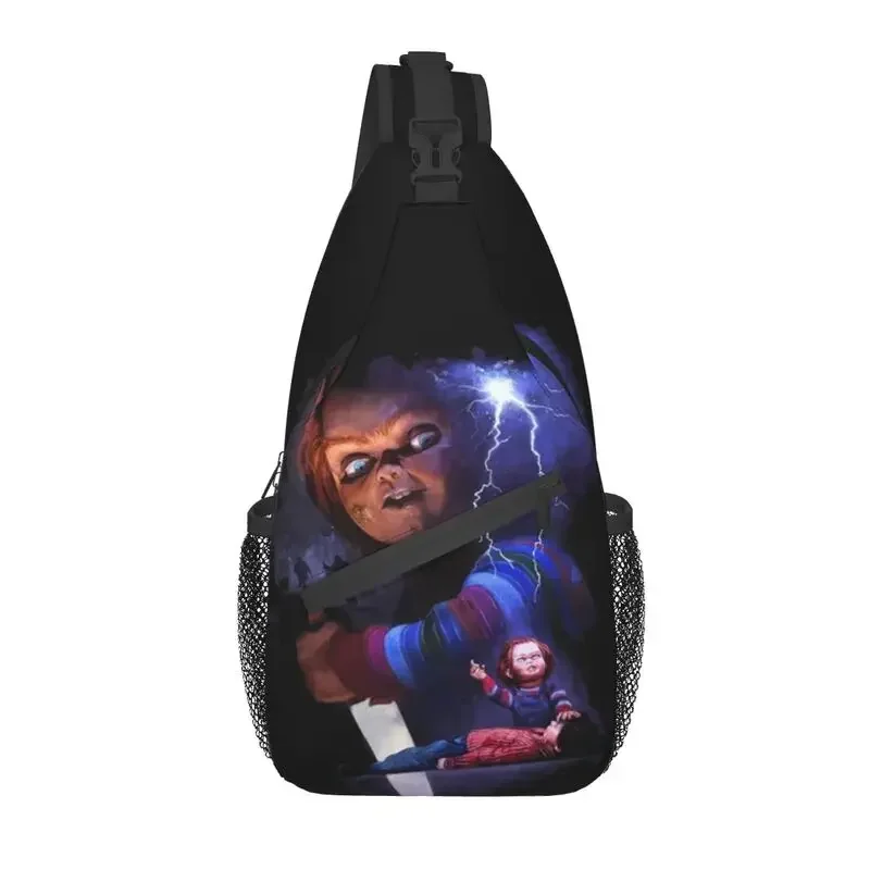 Casual Devil Doll Chucky Crossbody Sling Backpack Men Child's Play Slasher Horror Movie Shoulder Chest Bags for Hiking