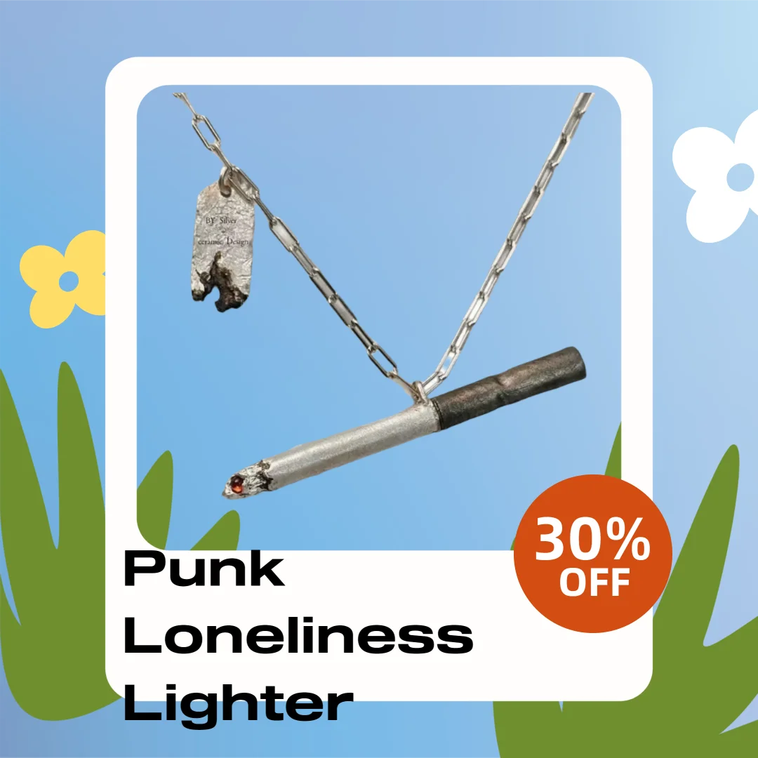 Men's Hip-Hop Style Cigarette Shaped Pendant Necklace Punk Lonely Ignited Cigarettes Theme Gift Jewelry