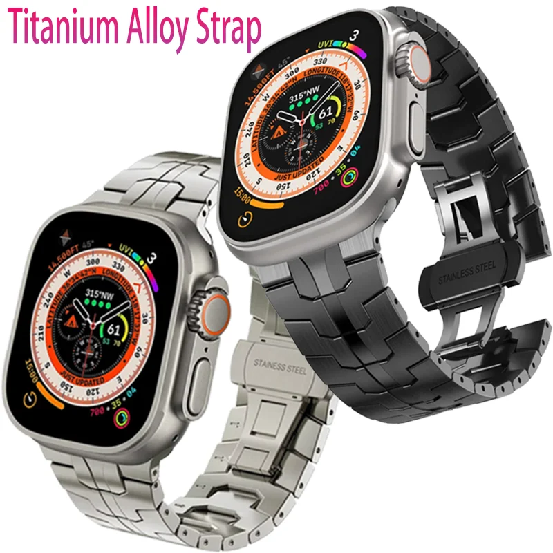 

Titanium Alloy Strap For Apple Watch Ultra 2 11 10 9 8 7 6 5 4 SE Butterfly Buckle Wristband For iWatch 49mm 42/46/45/41/40/44mm