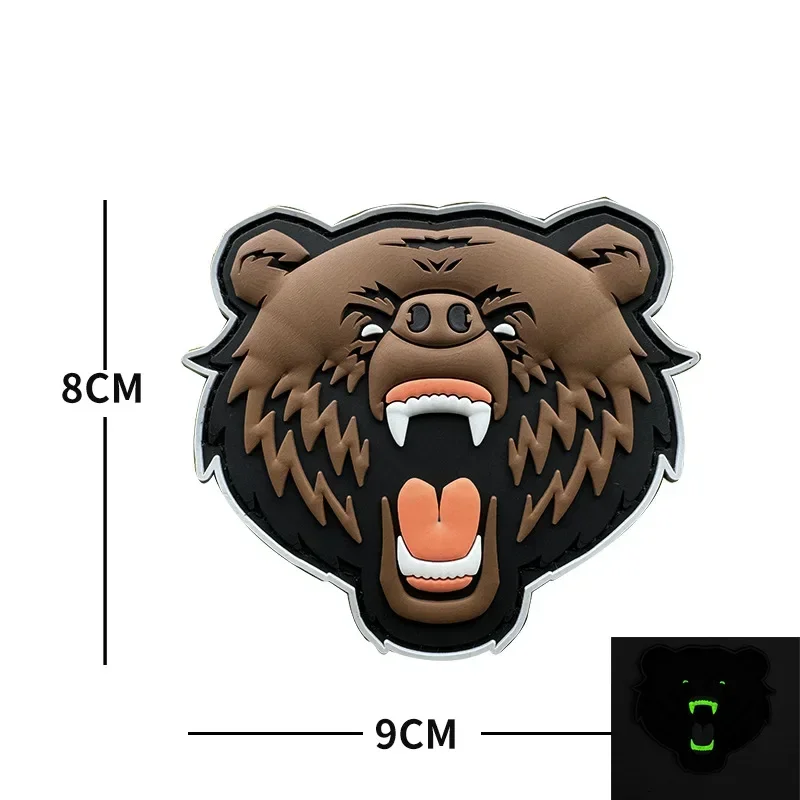 Luminous Ghost Harvester Hook&Loop PVC Patch Bear Head Tactical Patches Military Night Vision Skull Emblem Backpack Stickers