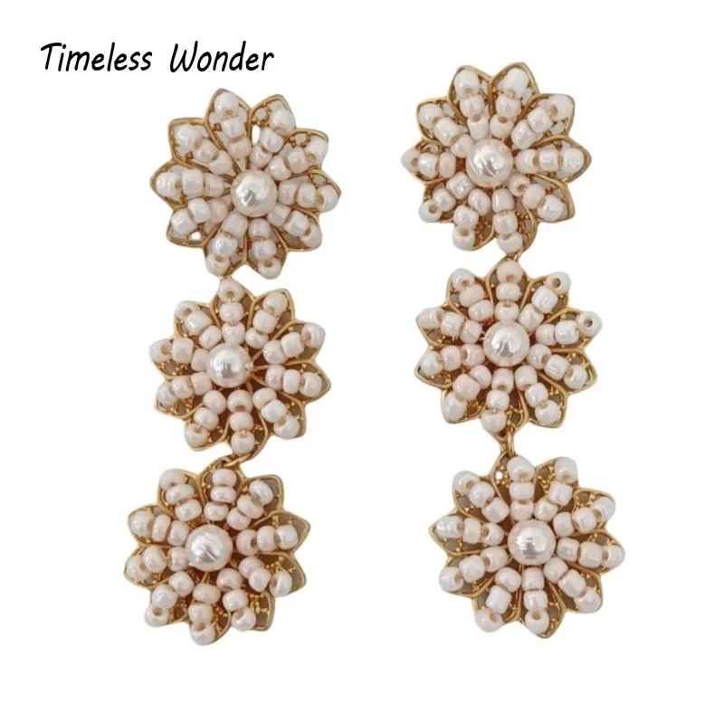 

Timeless Wonder Fancy Tiered Braided Floral Tassel Stud Earrings for Women Designer Jewelry Runway Goth Rare Gift Cute Neat 5155