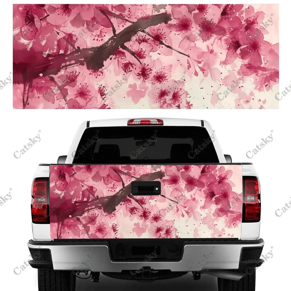 Sakura plum blossom ink painting Car rear tail sticker modified package design suitable for SUV car truck package sticker decal