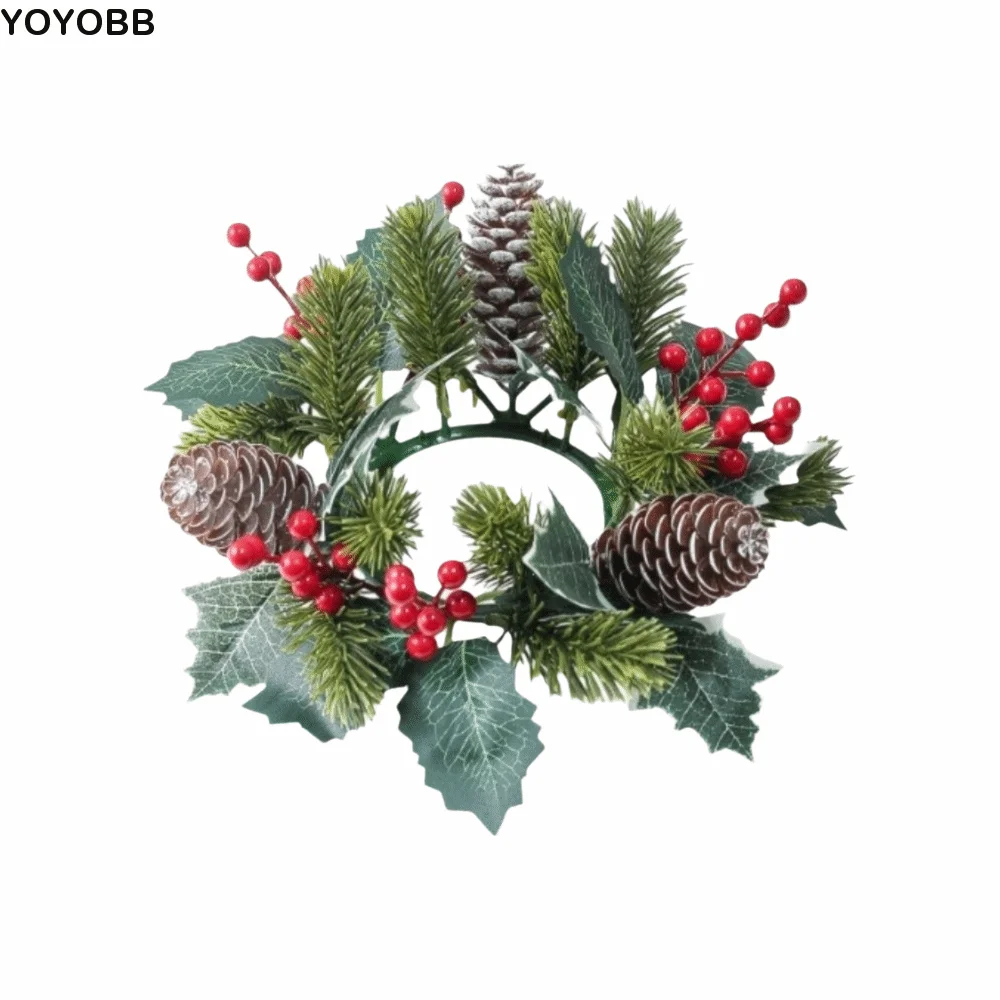 Artificial Flower Flowers Wreath Candle Holder Multifunctional Plastic Christmas Wreath Classic Window Display Props