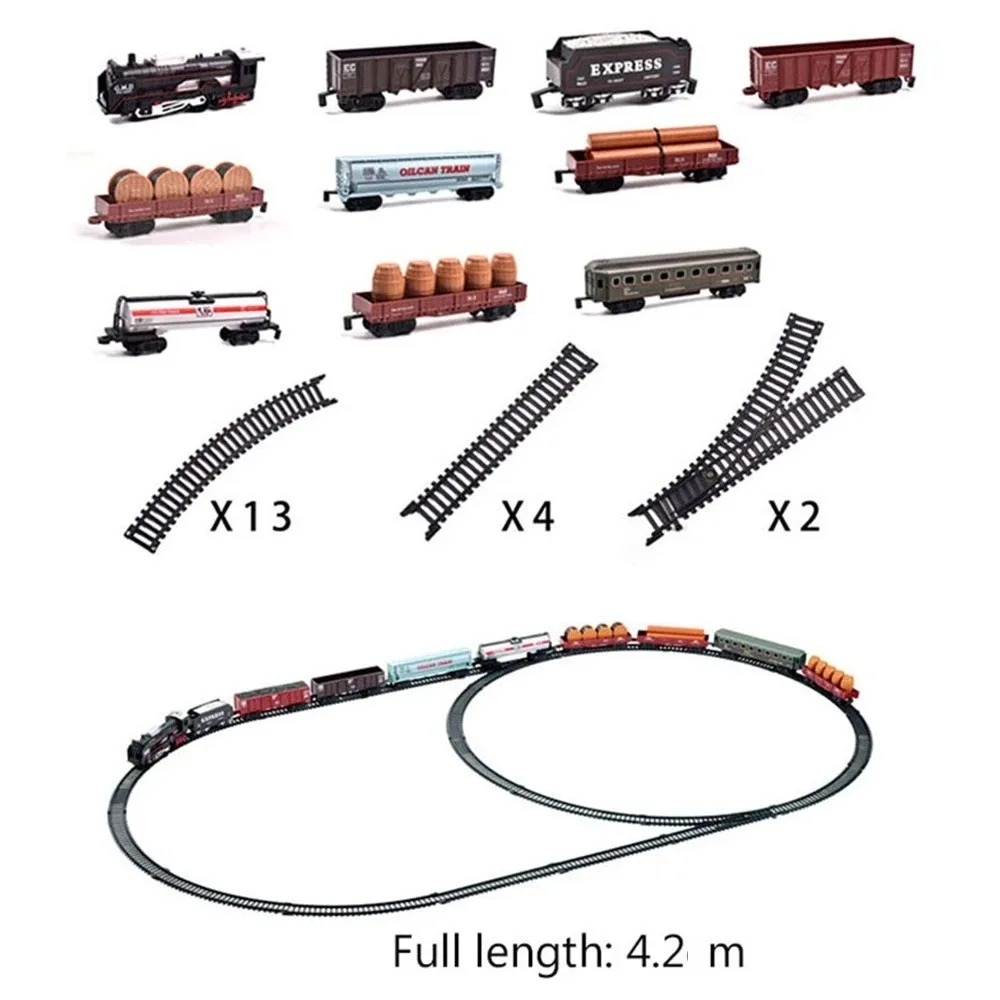 Classical Simulation Electric Train Model Track Railway Toys Battery Operated Rail Train Toys for Childre Gift