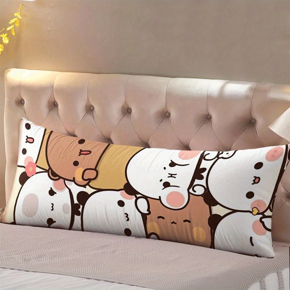 1pc Cute Bubu & Dudu Panda Bear Zippered Pillow Cover - Soft Polyester, Vintage Style, Machine Washable