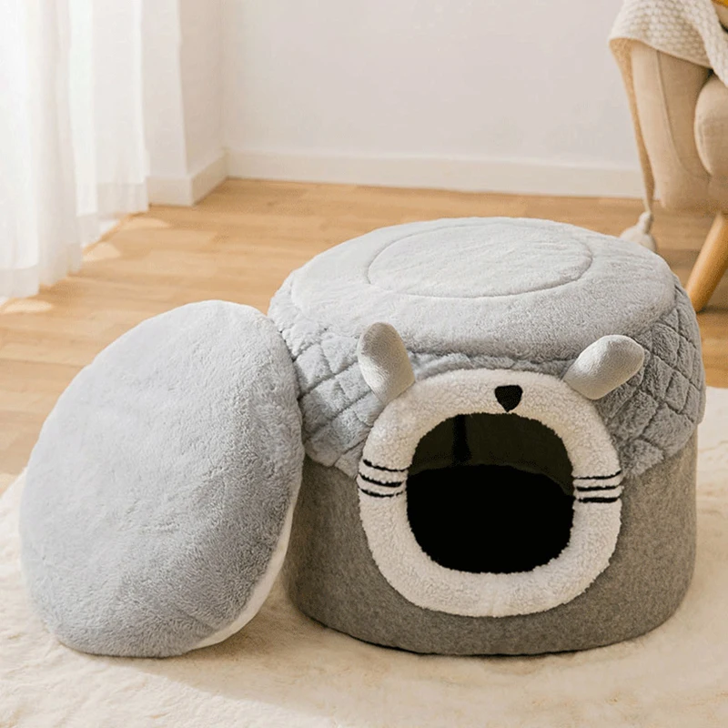 Warm Cat House Soft Pet Tent Cave Bed Deep Sleep Cat Kennel With Removable Cushion For Kitten Comfortable Beds Pet Supplies