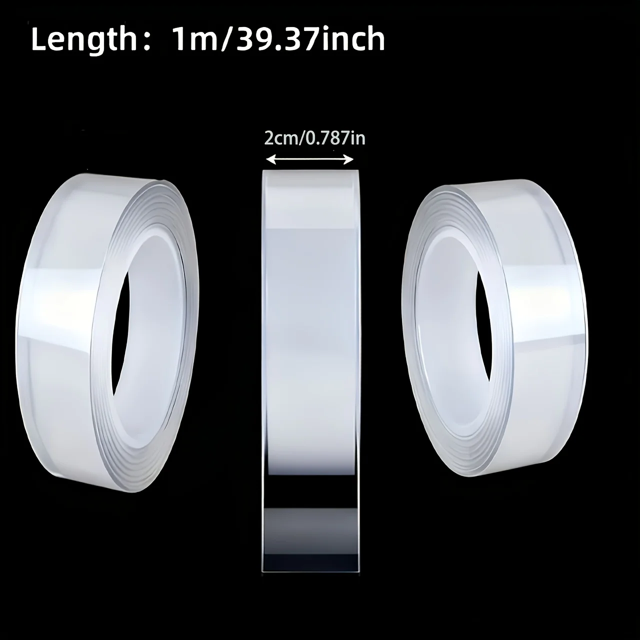3 Rolls Nano Adhesive Tape Double Sided Clear Mounting Reusable Washable For Home Office Car Layer Drain Basket Kitchen Bowl view 3