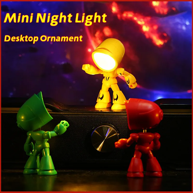 Mini Night Light LED Cartoon Cute Hero Police Desk Lamp Desktop Ornament Bedside Bedroom Table Lights Children Boy Holiday Gifts