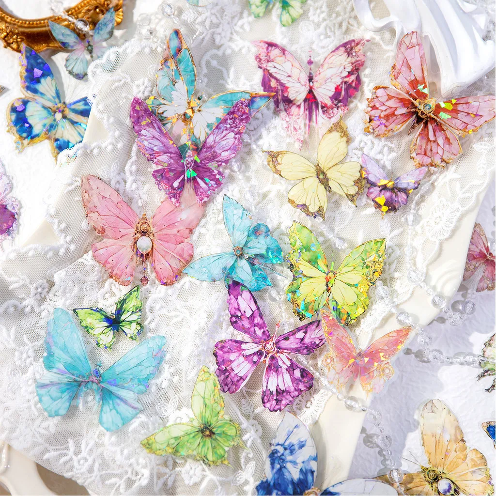 

Journamm 20pcs/pack PET Materials Butterfly Stickers DIY Scrapbooking Collage Stationery Planner Decor Diary Aesthetic Stickers