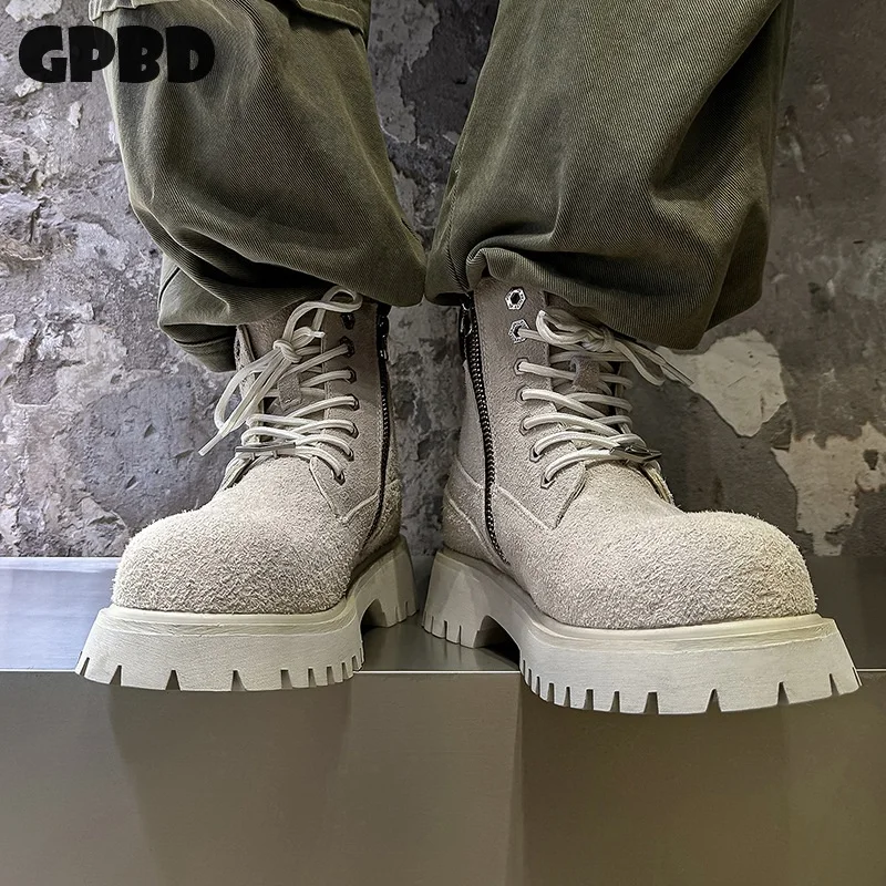

GPBD Thick-Topped Chelsea Boots for Men 2025 Autumn High-Waisted Derby Shoes Casual Commuting Shoes Synthetic Leather Upper