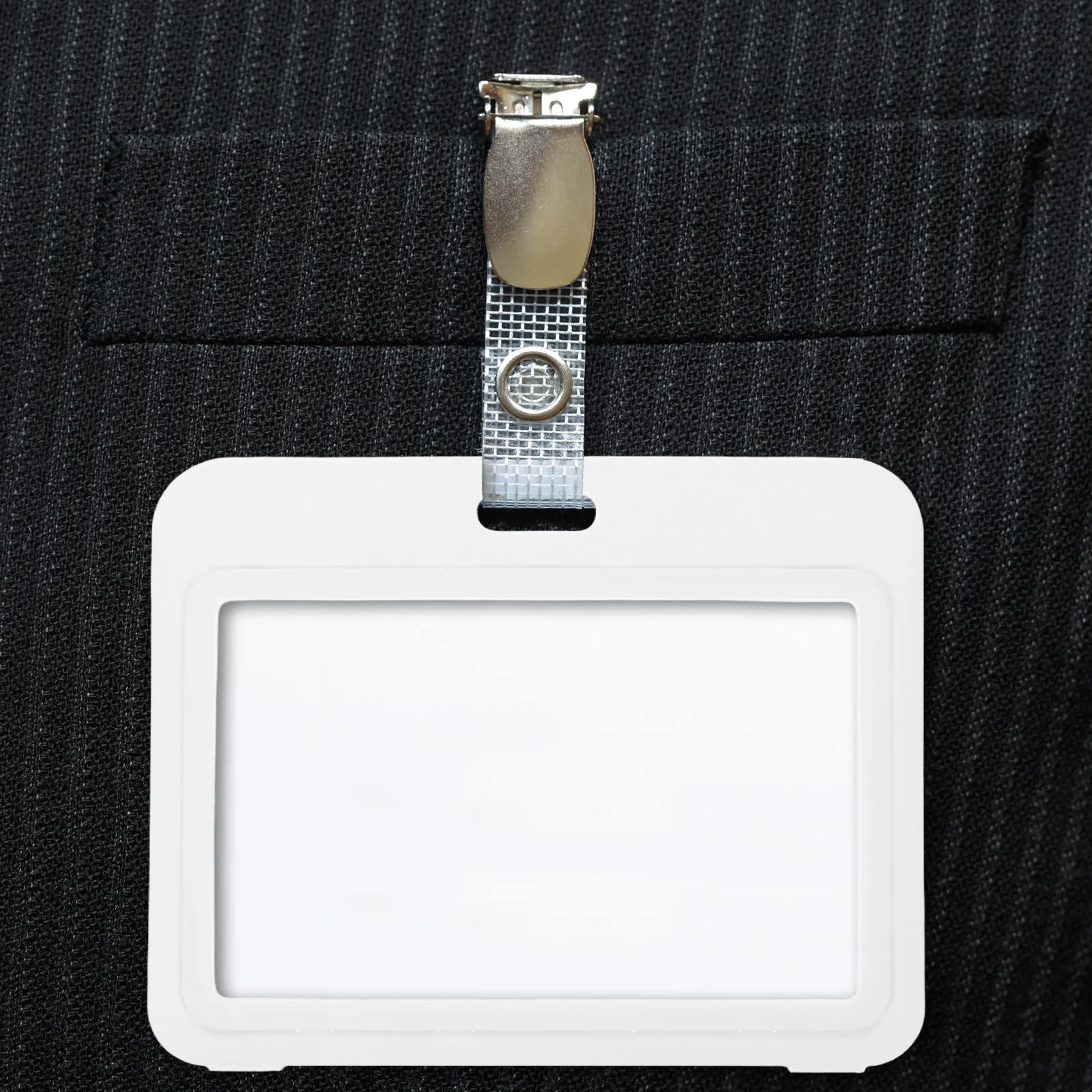 12Pcs Transparent Double-Sided Horizontal Badge Holder Flip-Open Plastic Id Card Sleeve Professional Work Id Protector Clear