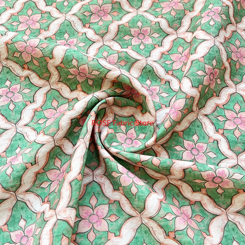 Floral Digital Printing Brocade Cotton Fabric Ethnic Style Cheongsam Dress Top Handmade Sewing Cloth
