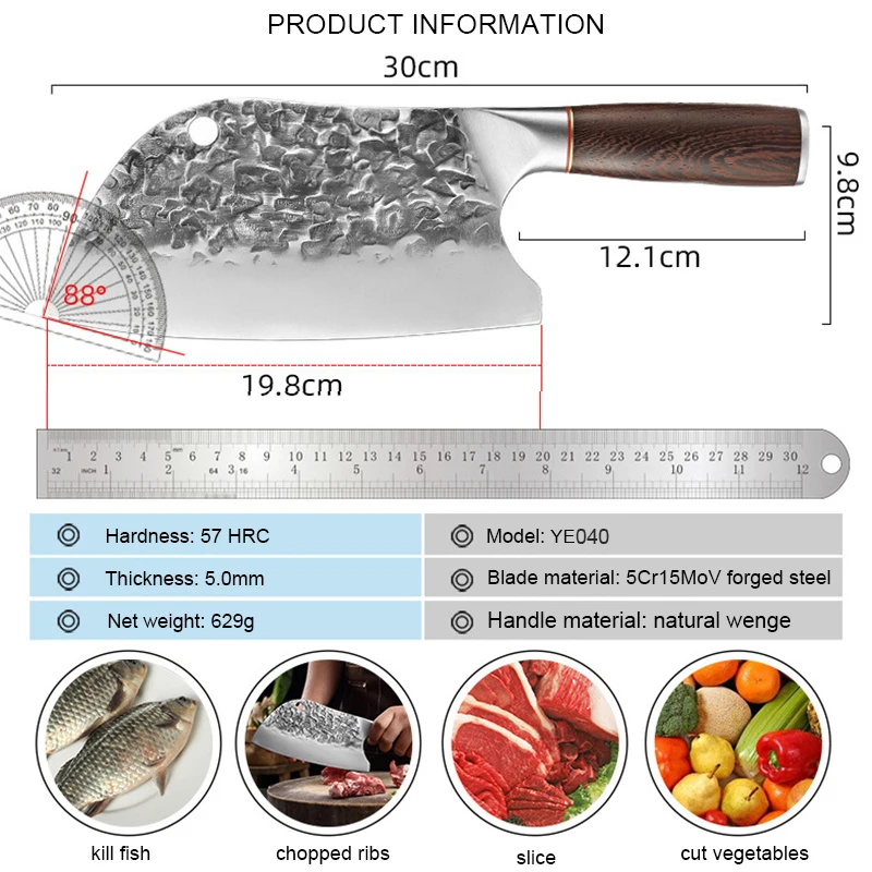 XITUO Chef Butcher Knife High Carbon Steel Kitchen Knife Cooking Cut Tool Cleaver Meat Chopping Vegetable Slicer Bone Knife - view 2
