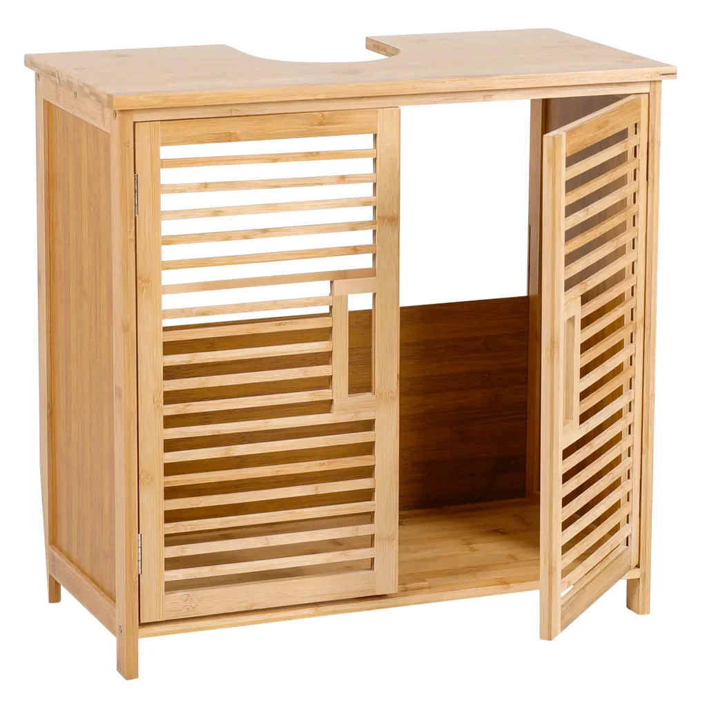 

！@Combohome Bamboo Non Pedestal Under Sink Cabinet Storage Washbasin Cabinet Bamboo Sink Cabinet