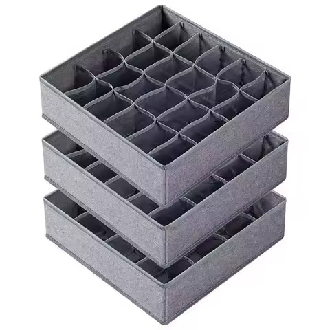 1pc Drawer-type cation grid storage box, foldable organizing box, underwear and socks compartmentalized storage box