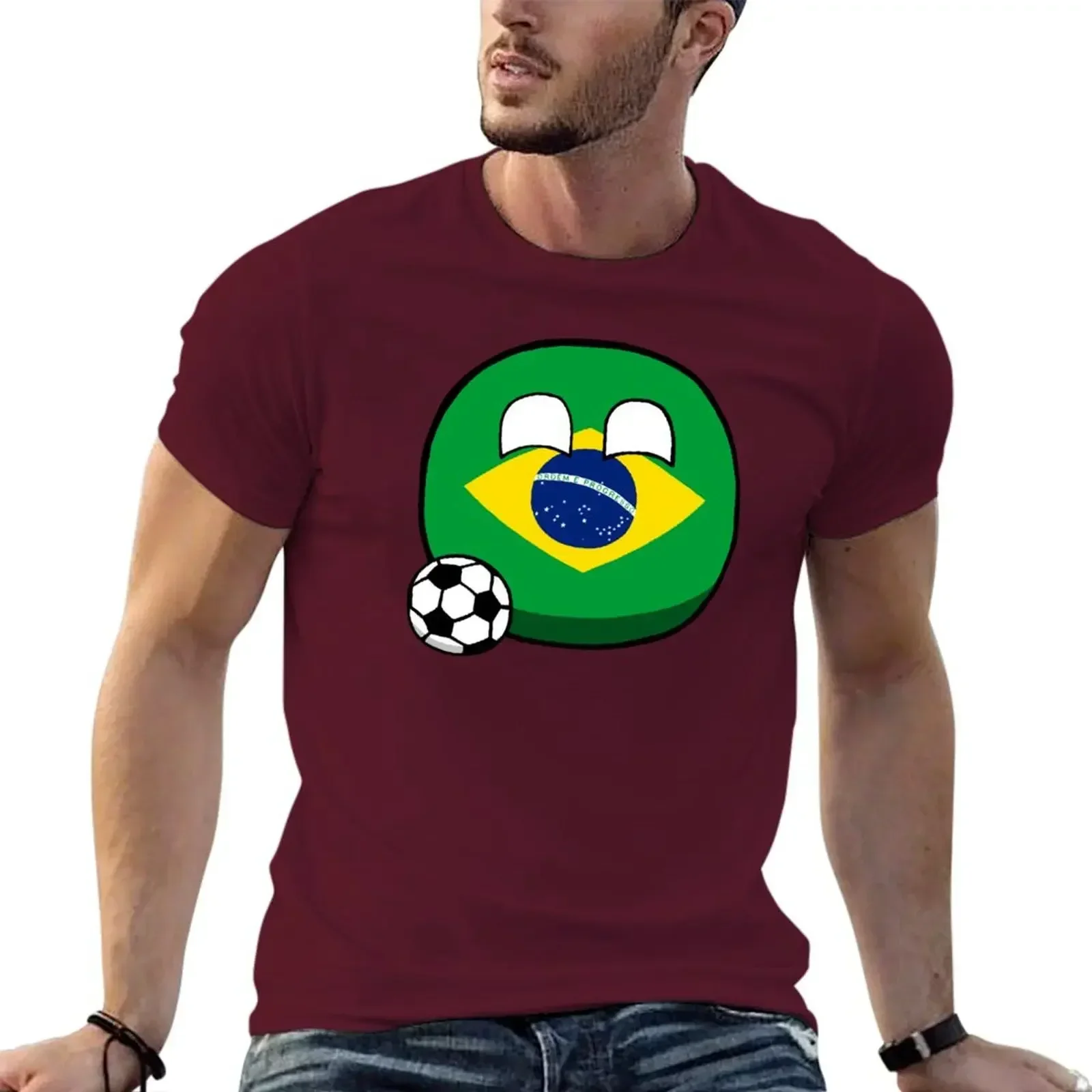 Heavyweights Animal Prinfor Boys Plus Sizes Workout Shirts for Men Brazilball with Football/Soccer Ball T-shirt Oversized Style