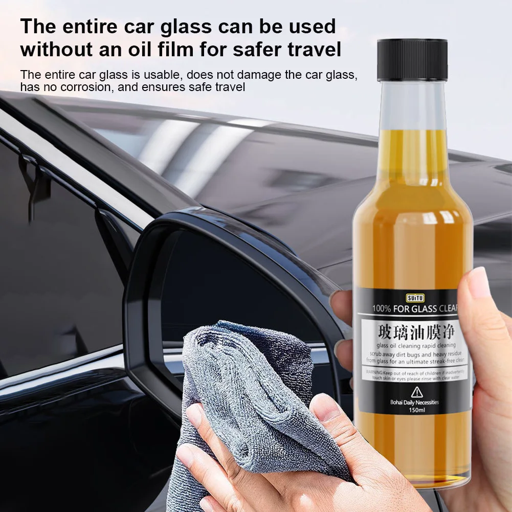 Car Glass Oil Film Stain Removal Cleaner Powerfully Remove Stubborn Oil Film Universal Car Glass Polishing Degreaser Cleaner