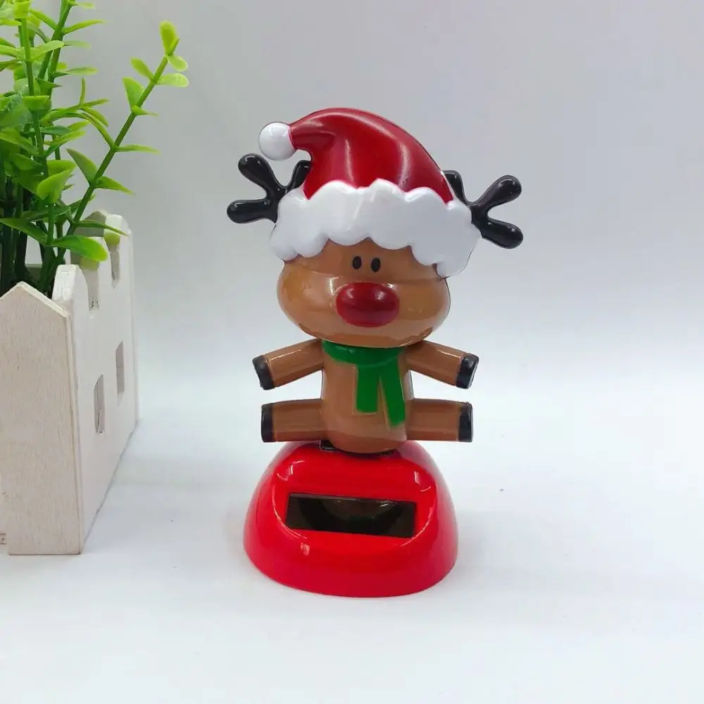 New Elk Christmas Solar Dancing Santa Snowman Shaking Head Penguin Window Decor Swing Figurines Car Interior