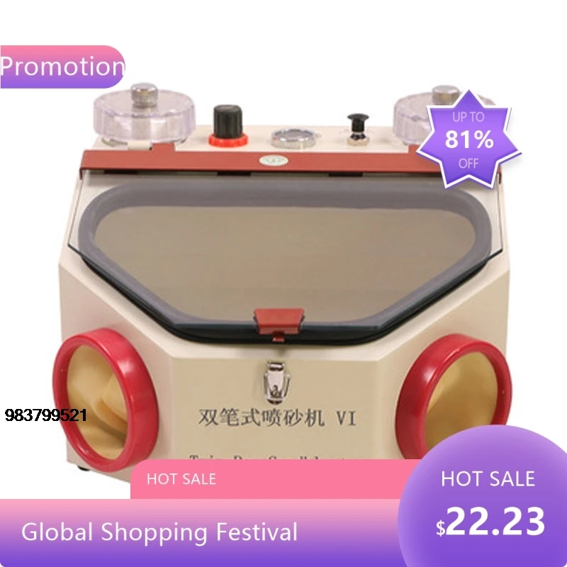 

1842Useful Dental Twin-pen Blasting Unit Dental lab Twin-pen Metal Sandblast Machine Electric Sand Blasting Mach