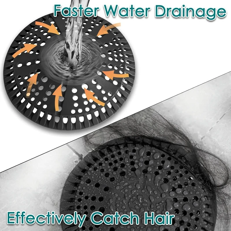 ABRE-Shower Hair Drain Catcher, 2 Pack 5.5In Silicone Drain Protector Strainer, Shower Drain Cover For Shower Room