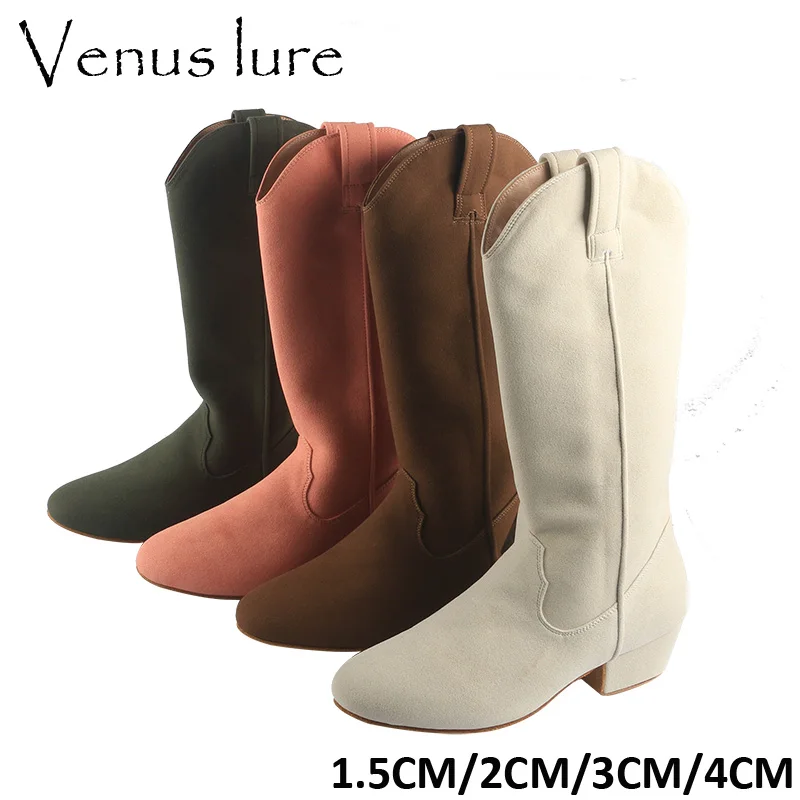 

Venus lure No Zipper Customized Coffee Line Dance Shoes Boots Suede Soled Western Style Line Dancing Boots Urban Heel 3CM