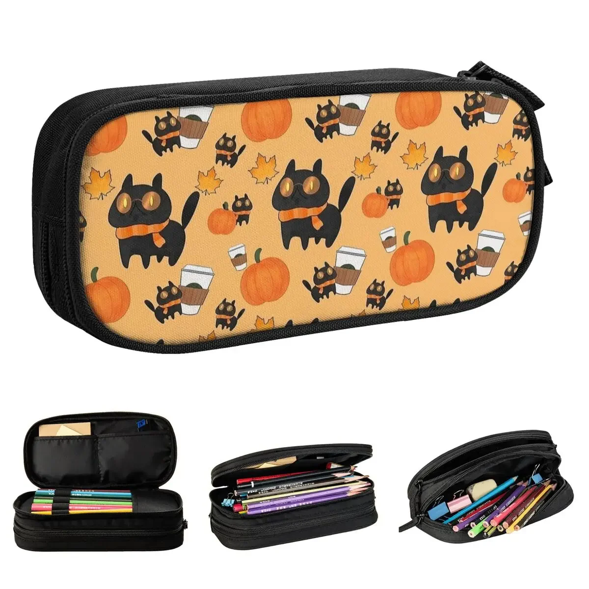 Creative Fall Autumn Pumpkin Spice Pencil Case Pencilcases Pen Box for Girl Boy Bag Students School Gifts Stationery