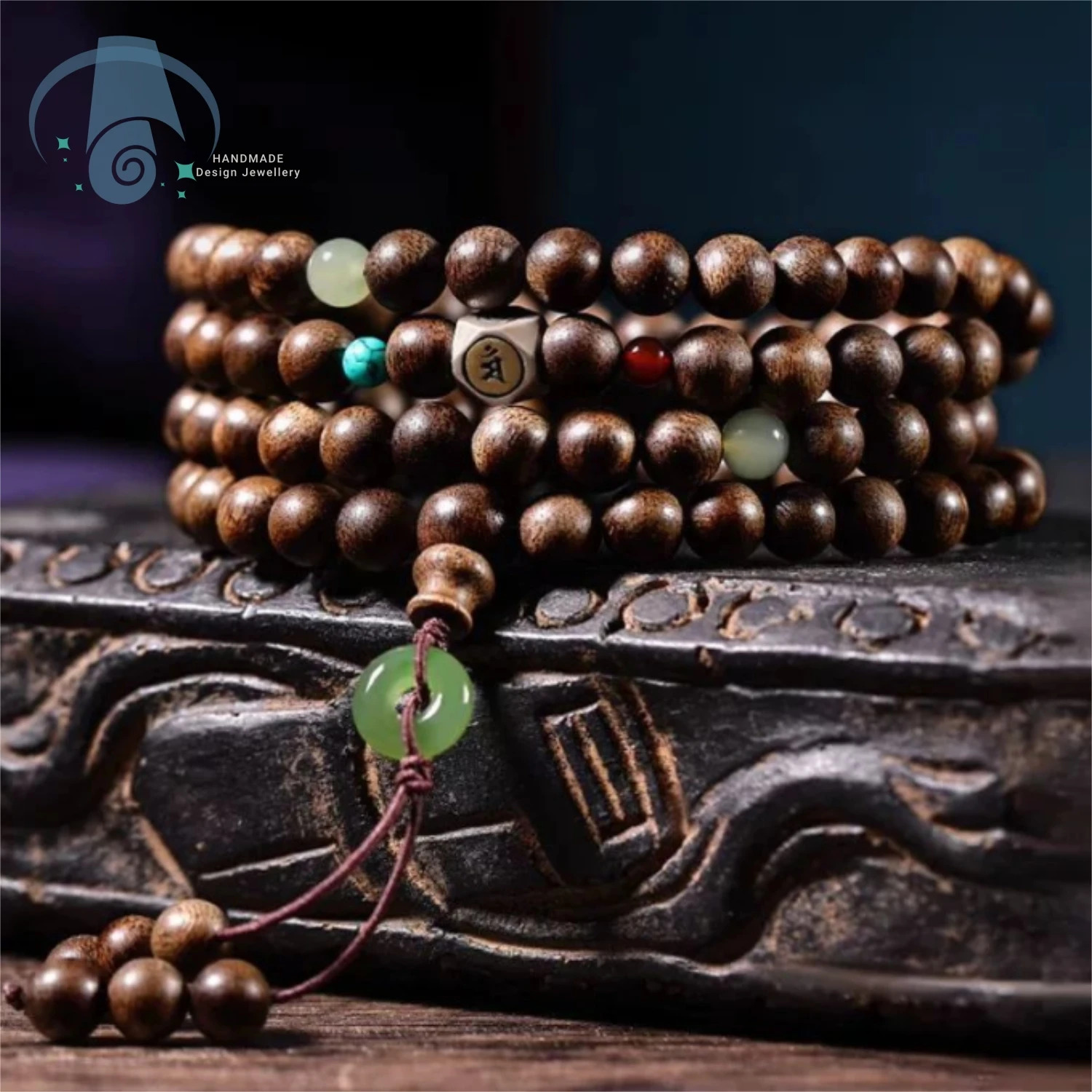 

108 Natural Agarwood Prayer Beads Bracelet for Men Women Buddhist Necklace Handmade Sandalwood Spiritual Jewelry Meditation Gift