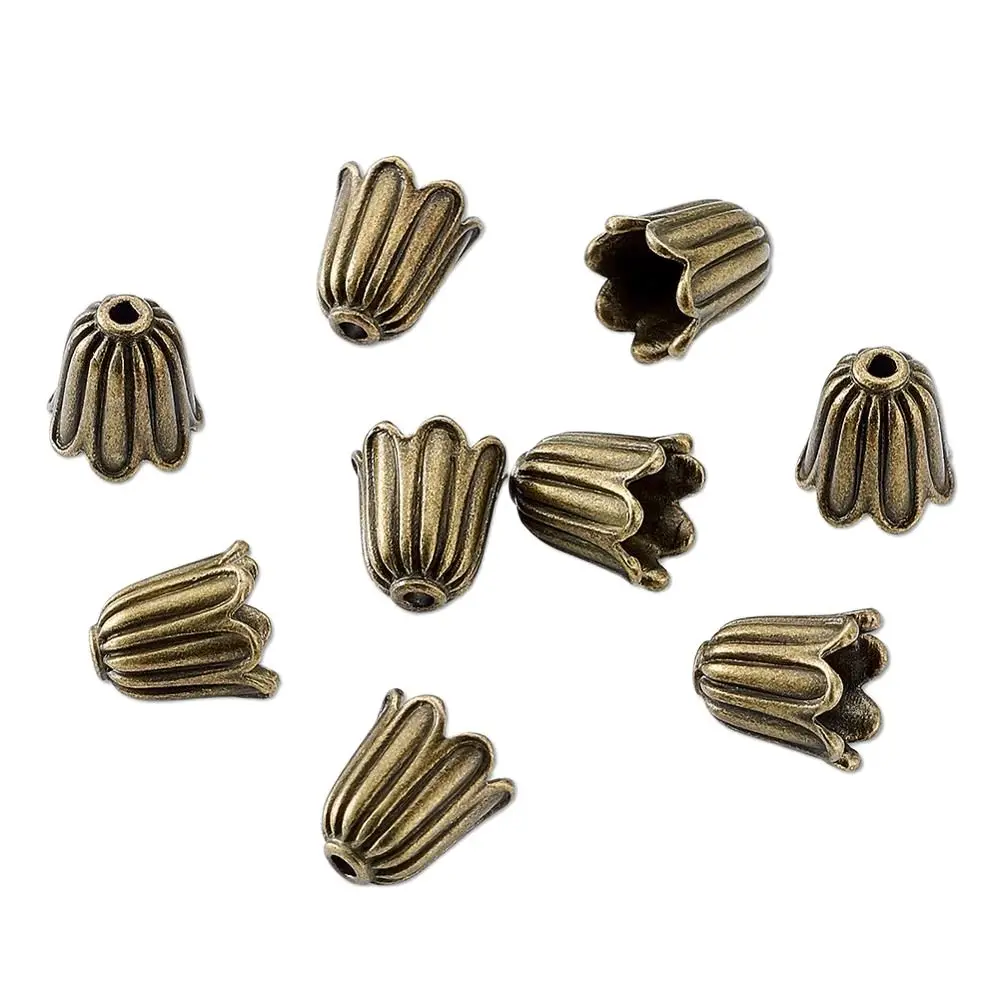 

20Pcs Bead Caps For Jewelry Making Antique Bronze Tibetan Style Alloy Beads Cadmium Free Lead Free Nickel Free 10x10mm Hole 1mm