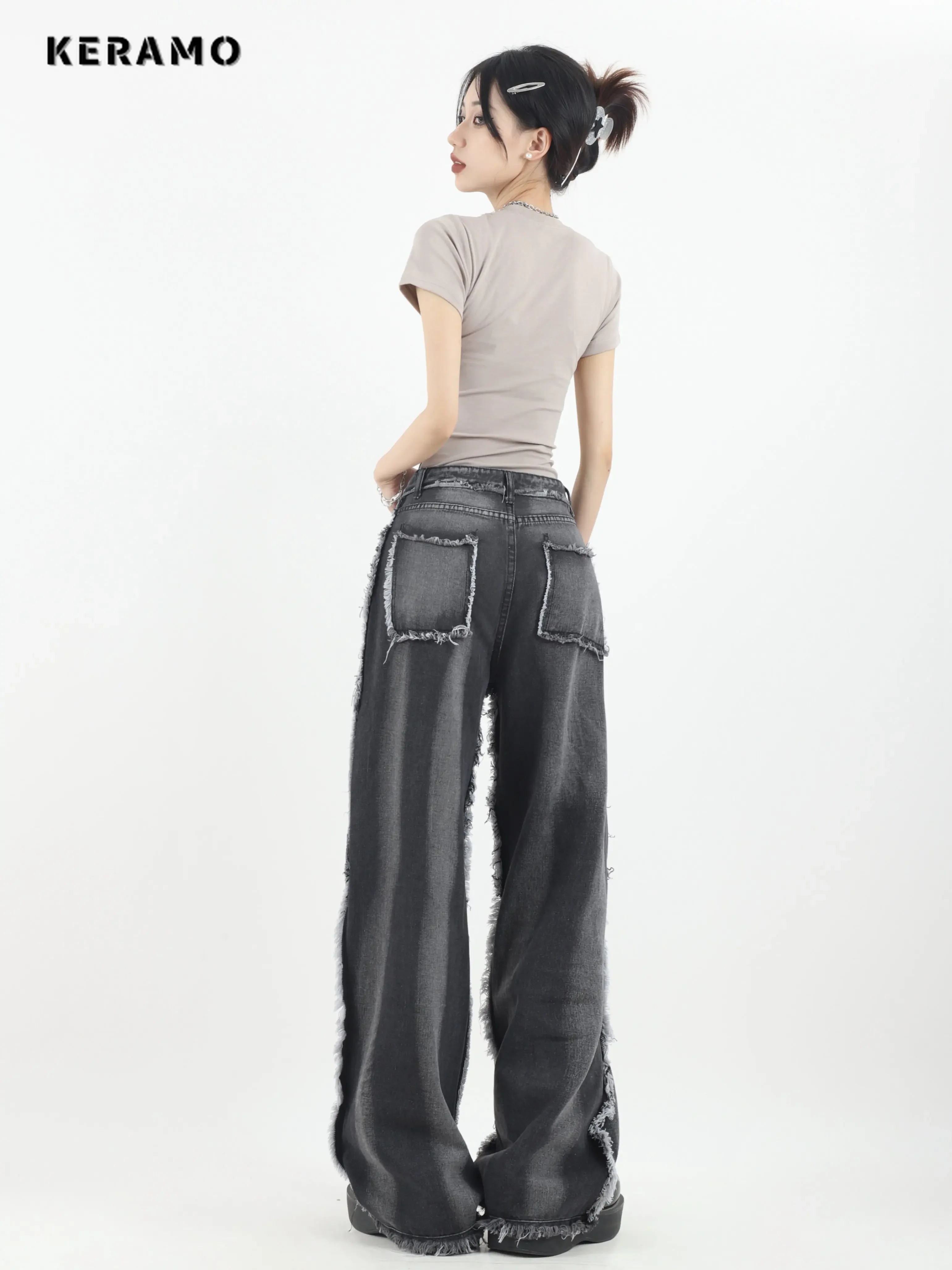 Jean droit taille haute rétro américain pour femme, pantalon baggy décontracté, jambe large, style grunge streetwear, surintendant ser, Y2K