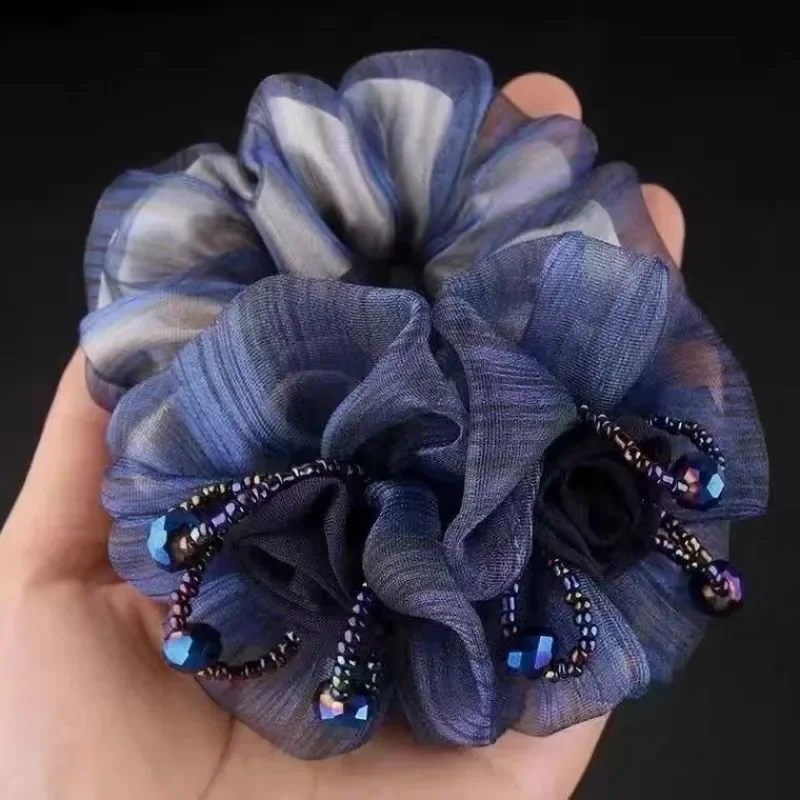 Rubber Band Headdress Flower Hair Rope Elegant Woman Updo Horse Tail Elastic Large Scrunchie Hair Accessories for Women
