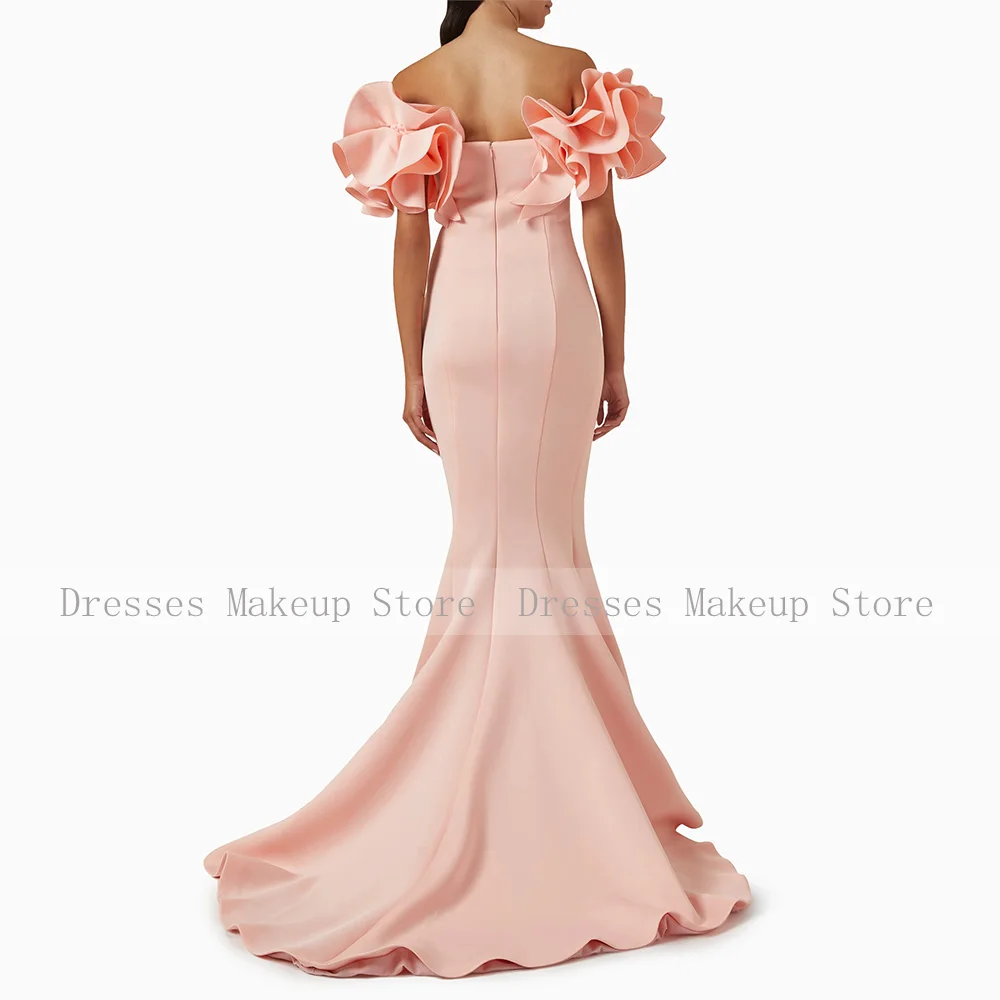 Vestidos de baile rosa para mulheres fora do ombro plissado sereia vestidos de noite longo trompete sem mangas simples formal vestido de festa 2025